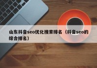 山东抖音seo优化搜索排名（抖音seo的综合排名）